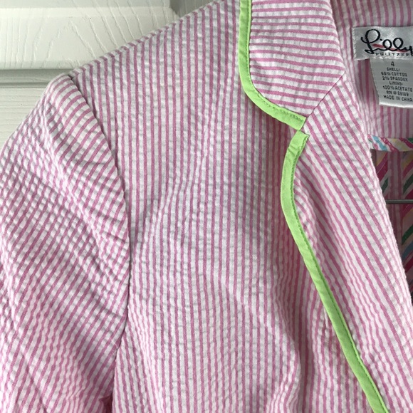 Lilly Pulitzer 4 Pink White Stripe Blazer Green - Picture 2 of 7